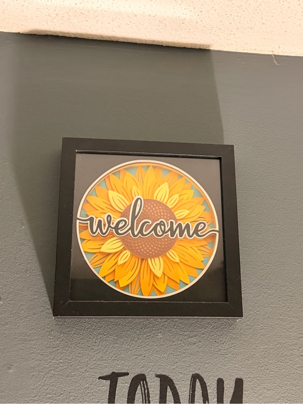 Sunflower "Welcome" Framed Wall Art - Yellow & Brown